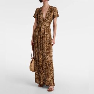 Melissa Odabash “Lou” cheetah print beach boho coverup maxi tie dress S